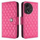 For Honor Play 50 Rhombic Texture Flip Leather Phone Case with Lanyard(Rose Red) - 2