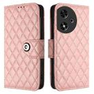 For Honor Play 50 Rhombic Texture Flip Leather Phone Case with Lanyard(Coral Pink) - 2