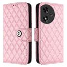 For Honor Play 50 Rhombic Texture Flip Leather Phone Case with Lanyard(Pink) - 2