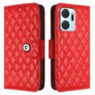 For Honor X7a / Play7T Rhombic Texture Flip Leather Phone Case with Lanyard(Red) - 2