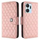 For Honor X7a / Play7T Rhombic Texture Flip Leather Phone Case with Lanyard(Coral Pink) - 2