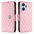 For Honor X7a / Play7T Rhombic Texture Flip Leather Phone Case with Lanyard(Pink) - 2