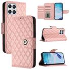 For Honor X8 4G / X30i / Play6T Pro Rhombic Texture Flip Leather Phone Case with Lanyard(Coral Pink) - 1