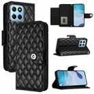 For Honor X8 5G / X6 4G / 70 Lite Rhombic Texture Flip Leather Phone Case with Lanyard(Black) - 1