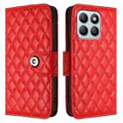 For Honor X8b Rhombic Texture Flip Leather Phone Case with Lanyard(Red) - 2