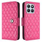 For Honor X8b Rhombic Texture Flip Leather Phone Case with Lanyard(Rose Red) - 2