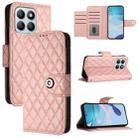 For Honor X8b Rhombic Texture Flip Leather Phone Case with Lanyard(Coral Pink) - 1