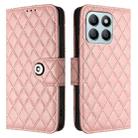 For Honor X8b Rhombic Texture Flip Leather Phone Case with Lanyard(Coral Pink) - 2