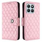 For Honor X8b Rhombic Texture Flip Leather Phone Case with Lanyard(Pink) - 2