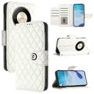 For Honor X9b / Magic6 Lite Rhombic Texture Flip Leather Phone Case with Lanyard(White) - 1