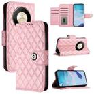 For Honor X9b / Magic6 Lite Rhombic Texture Flip Leather Phone Case with Lanyard(Pink) - 1