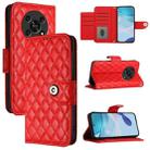 For Honor X30 5G / X9 4G / X9 5G Rhombic Texture Flip Leather Phone Case with Lanyard(Red) - 1