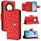 For Honor X40 / X9a / Magic5 Lite Rhombic Texture Flip Leather Phone Case with Lanyard(Red) - 1