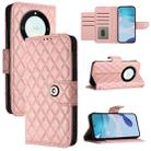 For Honor X40 / X9a / Magic5 Lite Rhombic Texture Flip Leather Phone Case with Lanyard(Coral Pink) - 1