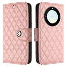 For Honor X40 / X9a / Magic5 Lite Rhombic Texture Flip Leather Phone Case with Lanyard(Coral Pink) - 2