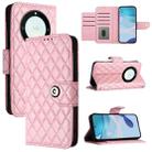 For Honor X40 / X9a / Magic5 Lite Rhombic Texture Flip Leather Phone Case with Lanyard(Pink) - 1