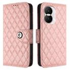 For Honor X40i Rhombic Texture Flip Leather Phone Case with Lanyard(Coral Pink) - 2