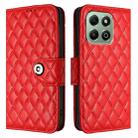 For Honor X6b Rhombic Texture Flip Leather Phone Case with Lanyard(Red) - 2