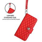 For Honor X6b Rhombic Texture Flip Leather Phone Case with Lanyard(Red) - 3