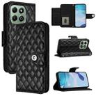 For Honor X6b Rhombic Texture Flip Leather Phone Case with Lanyard(Black) - 1