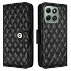 For Honor X6b Rhombic Texture Flip Leather Phone Case with Lanyard(Black) - 2