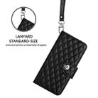 For Honor X6b Rhombic Texture Flip Leather Phone Case with Lanyard(Black) - 3