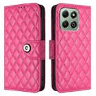 For Honor X6b Rhombic Texture Flip Leather Phone Case with Lanyard(Rose Red) - 2