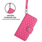 For Honor X6b Rhombic Texture Flip Leather Phone Case with Lanyard(Rose Red) - 3