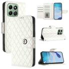 For Honor X6b Rhombic Texture Flip Leather Phone Case with Lanyard(White) - 1