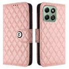 For Honor X6b Rhombic Texture Flip Leather Phone Case with Lanyard(Coral Pink) - 2