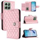 For Honor X6b Rhombic Texture Flip Leather Phone Case with Lanyard(Pink) - 1