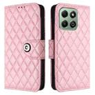 For Honor X6b Rhombic Texture Flip Leather Phone Case with Lanyard(Pink) - 2