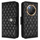 For Honor X9c 5G Global Rhombic Texture Flip Leather Phone Case with Lanyard(Black) - 2