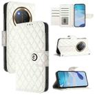 For Honor X9c 5G Global Rhombic Texture Flip Leather Phone Case with Lanyard(White) - 1