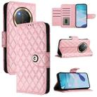 For Honor X9c 5G Global Rhombic Texture Flip Leather Phone Case with Lanyard(Pink) - 1