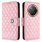 For Honor X9c 5G Global Rhombic Texture Flip Leather Phone Case with Lanyard(Pink) - 2