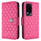 For Honor GT Rhombic Texture Flip Leather Phone Case with Lanyard(Rose Red) - 2