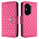 For Honor 300 Pro 5G / 300 Ultra Rhombic Texture Flip Leather Phone Case with Lanyard(Rose Red) - 2