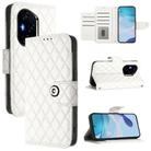 For Honor 300 Pro 5G / 300 Ultra Rhombic Texture Flip Leather Phone Case with Lanyard(White) - 1