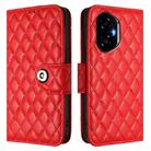 For Honor 300 5G Rhombic Texture Flip Leather Phone Case with Lanyard(Red) - 2