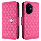 For Honor 300 5G Rhombic Texture Flip Leather Phone Case with Lanyard(Rose Red) - 2