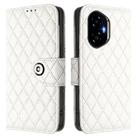 For Honor 300 5G Rhombic Texture Flip Leather Phone Case with Lanyard(White) - 2