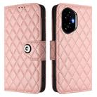 For Honor 300 5G Rhombic Texture Flip Leather Phone Case with Lanyard(Coral Pink) - 2