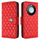 For Honor X9c Smart 5G Global Rhombic Texture Flip Leather Phone Case with Lanyard(Red) - 2