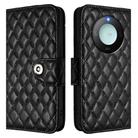 For Honor X9c Smart 5G Global Rhombic Texture Flip Leather Phone Case with Lanyard(Black) - 2