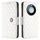 For Honor X9c Smart 5G Global Rhombic Texture Flip Leather Phone Case with Lanyard(White) - 2
