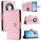 For Honor X9c Smart 5G Global Rhombic Texture Flip Leather Phone Case with Lanyard(Pink) - 1