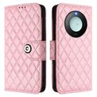 For Honor X9c Smart 5G Global Rhombic Texture Flip Leather Phone Case with Lanyard(Pink) - 2