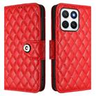 For Honor X8c 4G Global Rhombic Texture Flip Leather Phone Case with Lanyard(Red) - 2