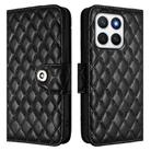 For Honor X8c 4G Global Rhombic Texture Flip Leather Phone Case with Lanyard(Black) - 2